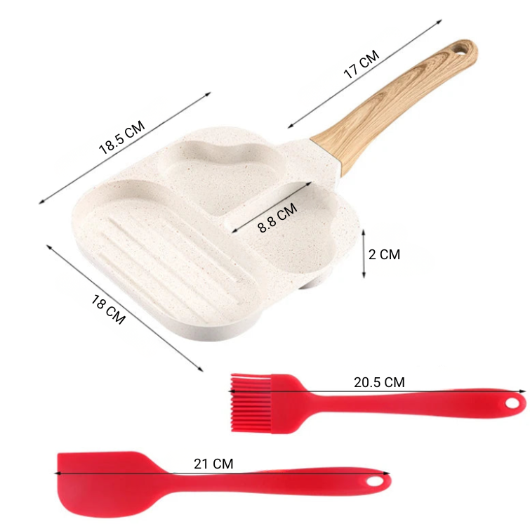 TrioPan- 3-in-1 Bratpfanne – Multifunktionale Frühstückspfanne mit 3 Unterteilungen