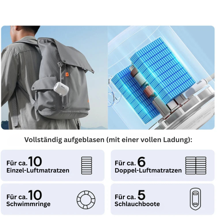 AirBlaze+ Leistungsstarke Luftpumpe mit Energie & Lichtpower