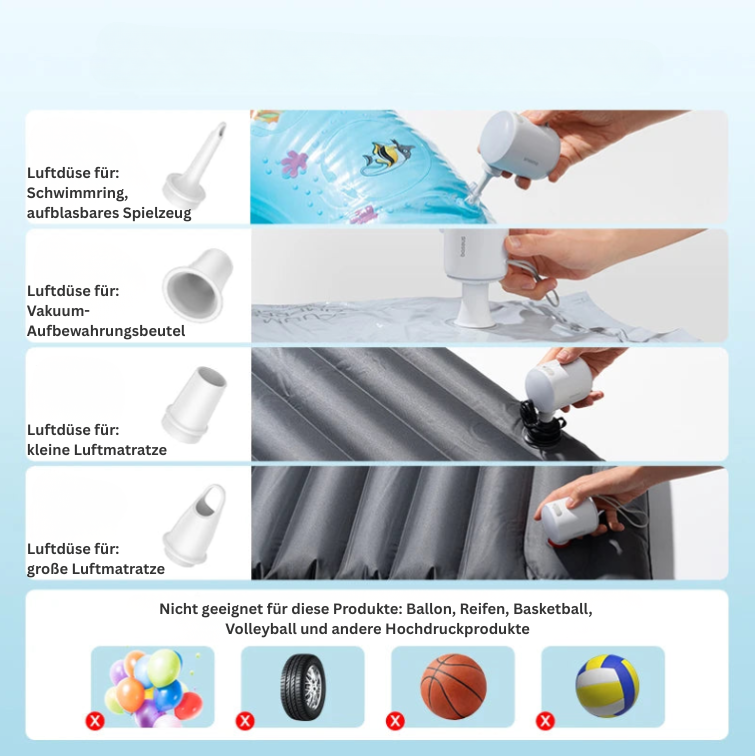 AirBlaze+ Leistungsstarke Luftpumpe mit Energie & Lichtpower