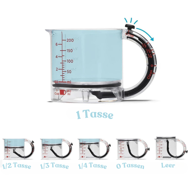 Pourfect – Verstellbarer Messbecher für präzises Messen & einfaches Ausgießen