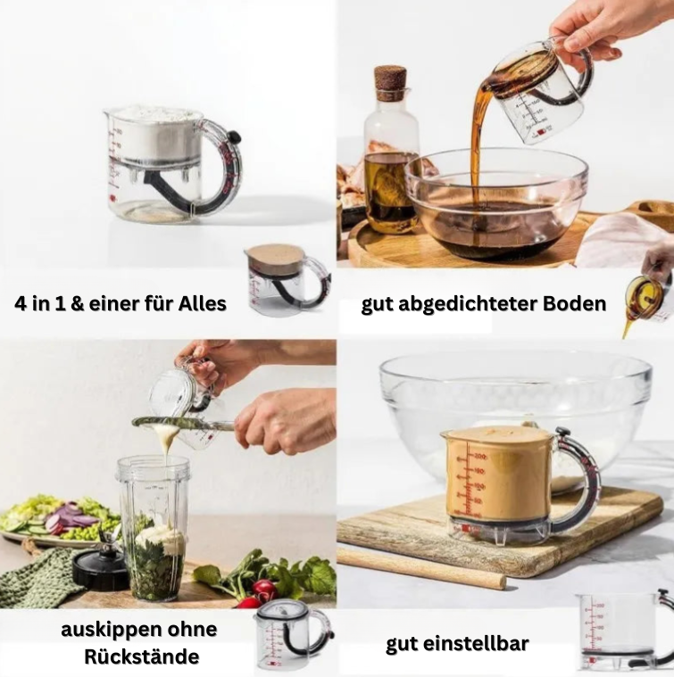 Pourfect – Verstellbarer Messbecher für präzises Messen & einfaches Ausgießen