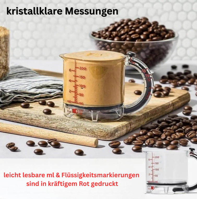 Pourfect – Verstellbarer Messbecher für präzises Messen & einfaches Ausgießen