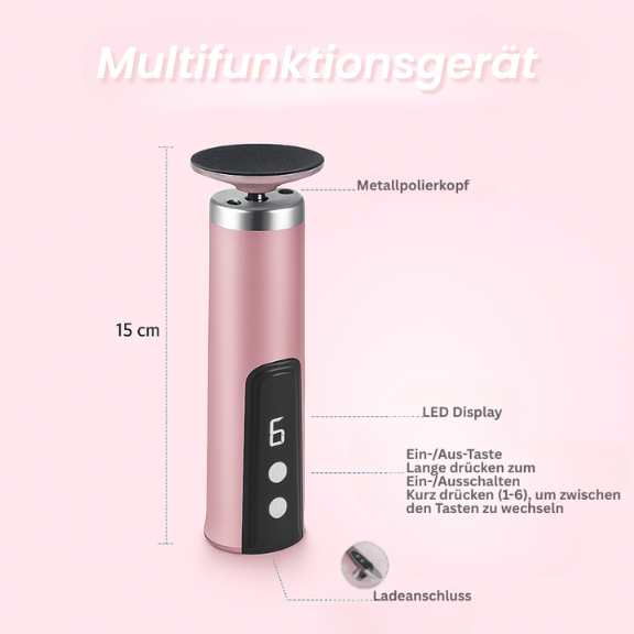 FootShine+ 2-in-1 Hornhautentferner & Pflegegerät für Füße & Hände