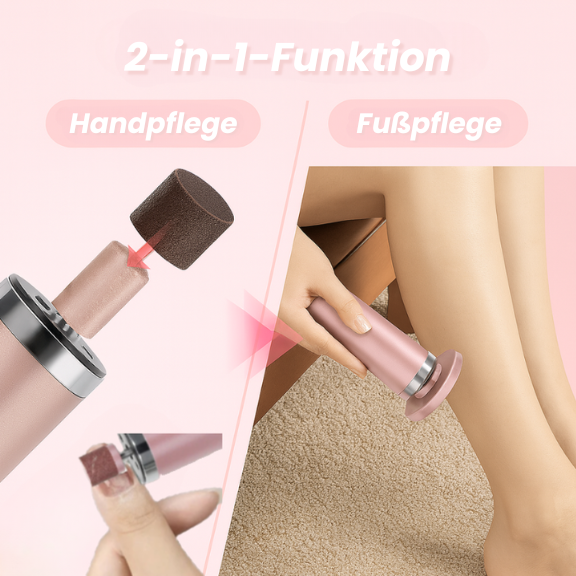 FootShine+ 2-in-1 Hornhautentferner & Pflegegerät für Füße & Hände