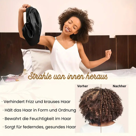 SilkDream – Satin-Schlafhaube mit breiter Krempe für sanften Haarschutz