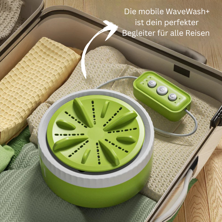 WaveWash+ – Mini-Waschmaschine mit Ultraschall- & Turbo-Technologie für hygienische Reinigung überall