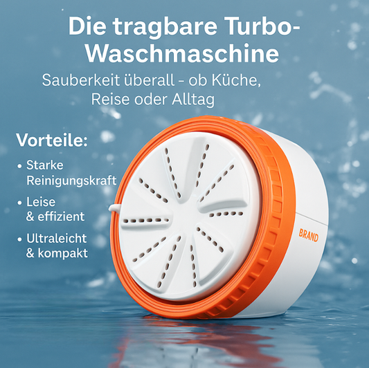 WaveWash+ – Mini-Waschmaschine mit Ultraschall- & Turbo-Technologie für hygienische Reinigung überall