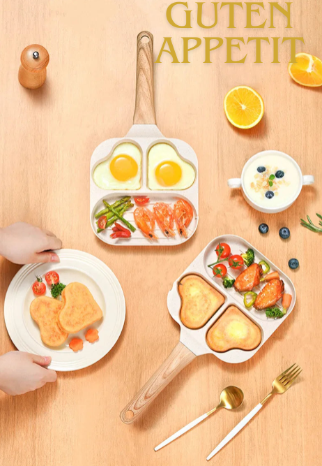 TrioPan- 3-in-1 Bratpfanne – Multifunktionale Frühstückspfanne mit 3 Unterteilungen