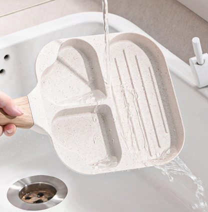 TrioPan- 3-in-1 Bratpfanne – Multifunktionale Frühstückspfanne mit 3 Unterteilungen