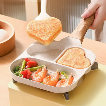 TrioPan- 3-in-1 Bratpfanne – Multifunktionale Frühstückspfanne mit 3 Unterteilungen