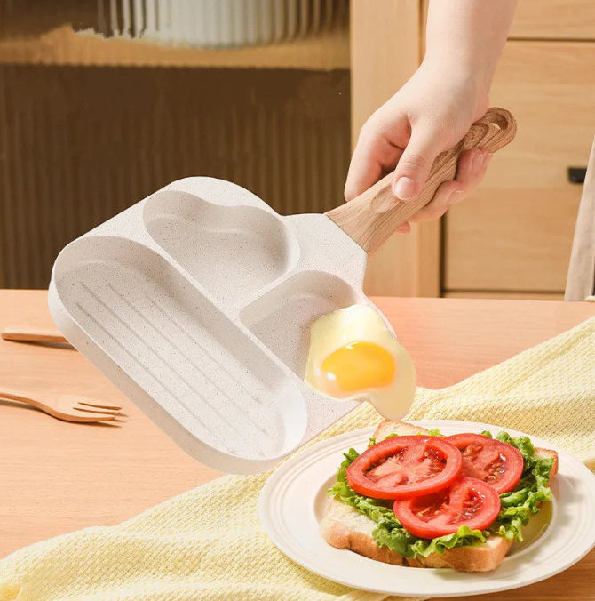 TrioPan- 3-in-1 Bratpfanne – Multifunktionale Frühstückspfanne mit 3 Unterteilungen