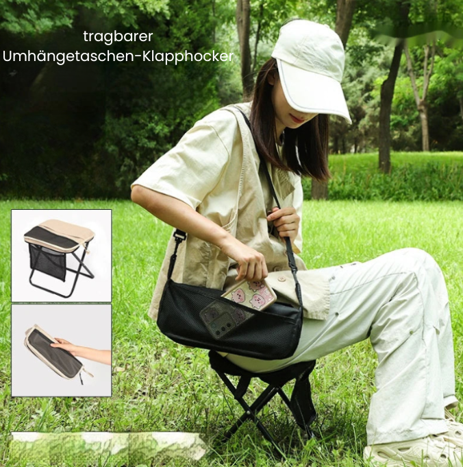 GoSeat – Klappbarer Taschenhocker für Komfort unterwegs