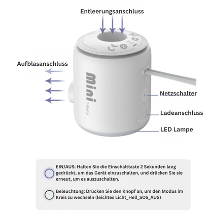 AirBlaze+ Leistungsstarke Luftpumpe mit Energie & Lichtpower