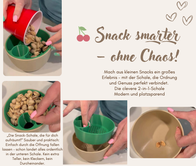 SnackEase – Doppellagige Snack-Schale für sauberes & bequemes Naschen