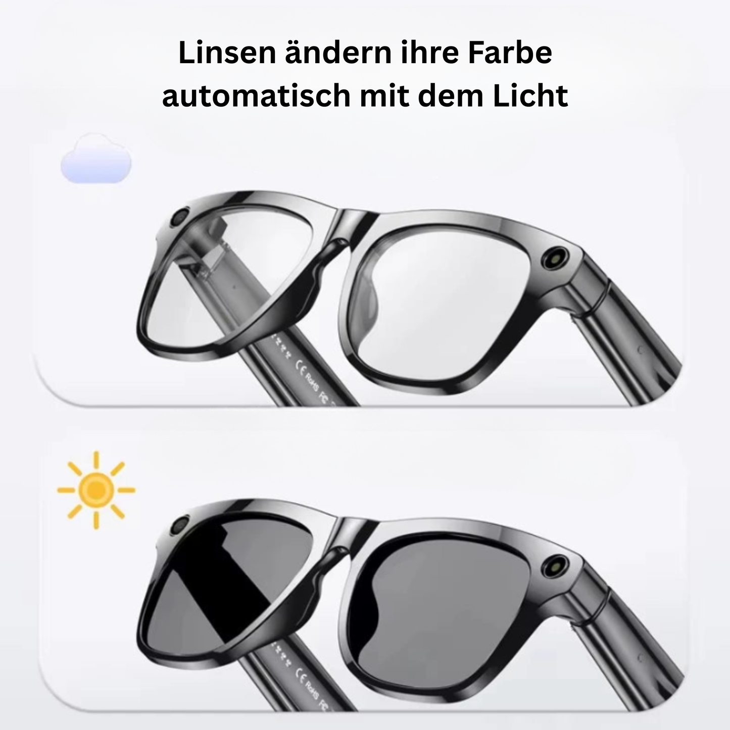 AirVision Pro – AI Smart Glasses - Fotochromische AR-Brille mit Kamera, KI-Übersetzung & Bluetooth-Audio